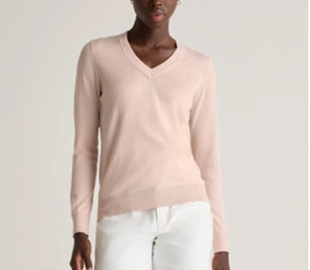 Quince NWOT Lightweight Organic Cotton Cashmere Sweater XS Sugar Stone Pink